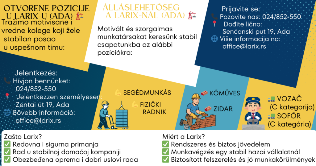 OTVORENE POZICIJE U LARIX-u (ADA)